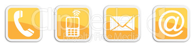 Four contacting sticker symbols in orange - cube