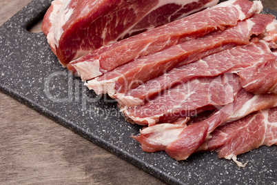 Sliced pork meat