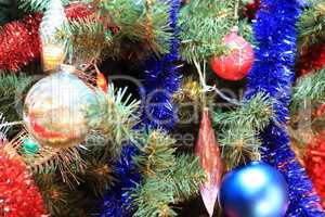 toys on green christmas fir