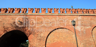 Kremlin wall on sky background