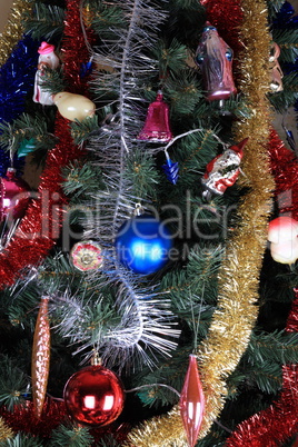 toys on green christmas fir