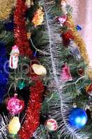 toys on green christmas fir