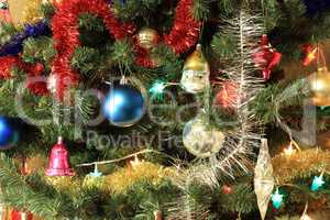 toys on green christmas fir