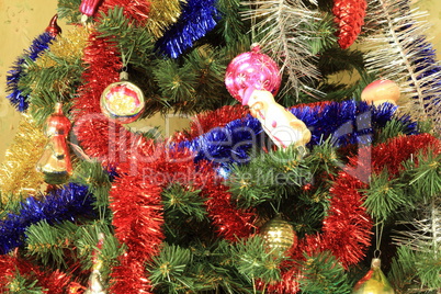 toys on green christmas fir