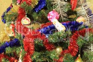 toys on green christmas fir