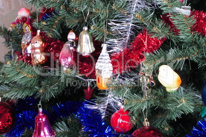 toys on green christmas fir