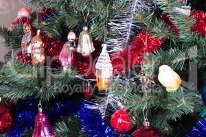 toys on green christmas fir