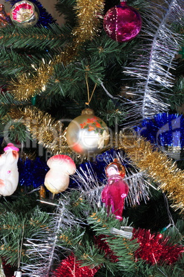 toys on green christmas fir