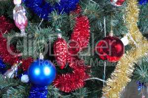 toys on green christmas fir