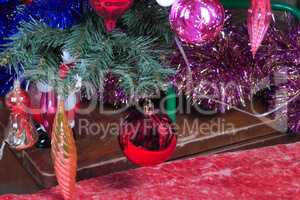 toys on green christmas fir