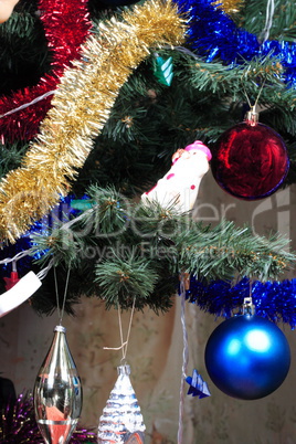 toys on green christmas fir