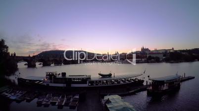 Sunset over the Vltava. Time Lapse