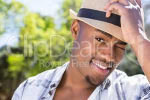 Young man posing in the garden