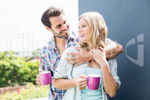 Young couple on terrace