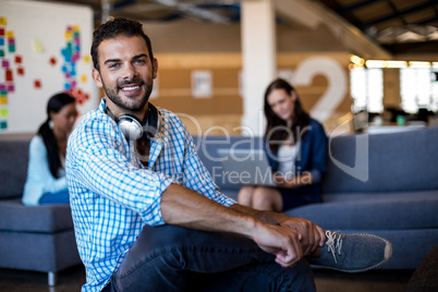 Young man smiling at camera