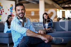 Young man smiling at camera