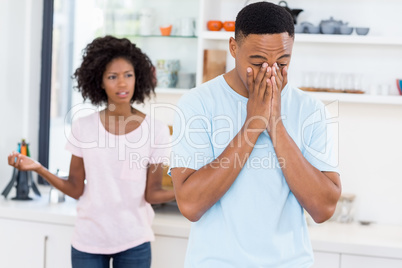 Young couple upset with each other