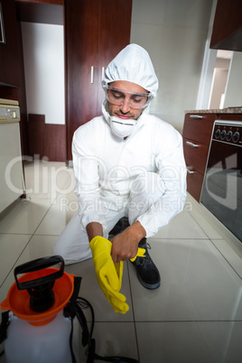 Manual worker wearing gloves