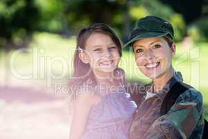 Happy soldier reunited with her daughter