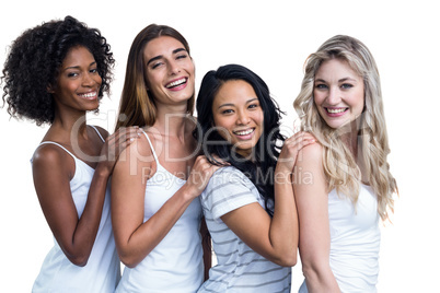 Multiethnic women standing in a line