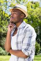 Young man posing in the garden