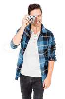 Man photographing with camera