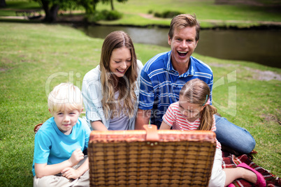 Happy family having a picnic