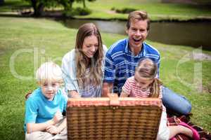 Happy family having a picnic