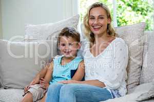 Portrait of cheerful mother and son
