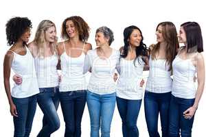 Happy multiethnic women standing together