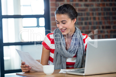 Woman looking at picture chart