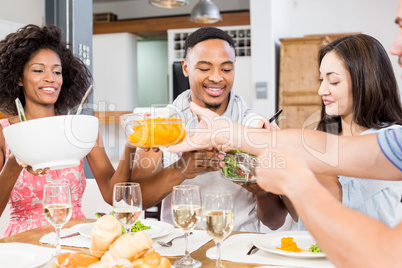 Friends having a meal together