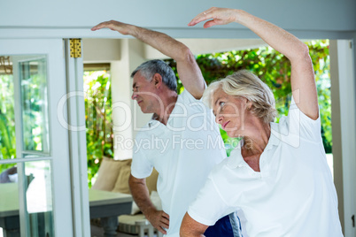 Senior couple doing aerobics