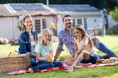 Happy family having a picnic