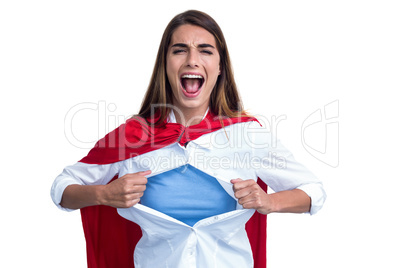 Portrait of a woman pretending to be superhero