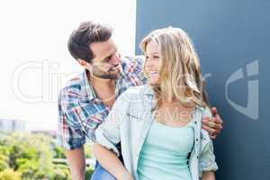 Young couple on terrace