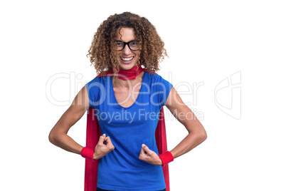 Portrait of a woman pretending to be superhero