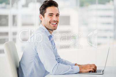 Portrait of businessman working on computer