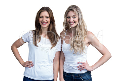 Happy young female friends standing together Happy young female friends standing together