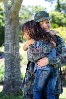 Happy soldier reunited with her daughter