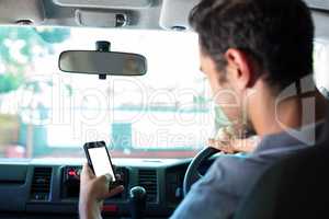 Driver using phone in car