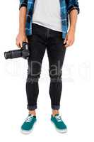 A Man is holding his camera