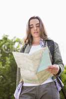 Woman checking the map