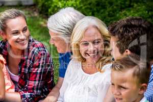 Happy family enjoying during picnic