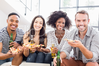 Friends having a pizza