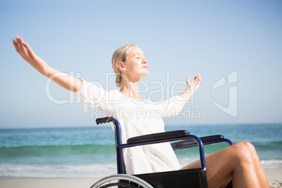 Woman in a wheelchair relaxing