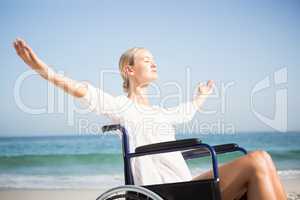 Woman in a wheelchair relaxing