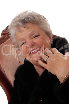 Closeup of senior woman having fun.