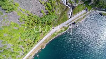 Aerial footage road in Norway. Beautiful Nature Norway