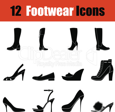 Set of woman's  footwear icons